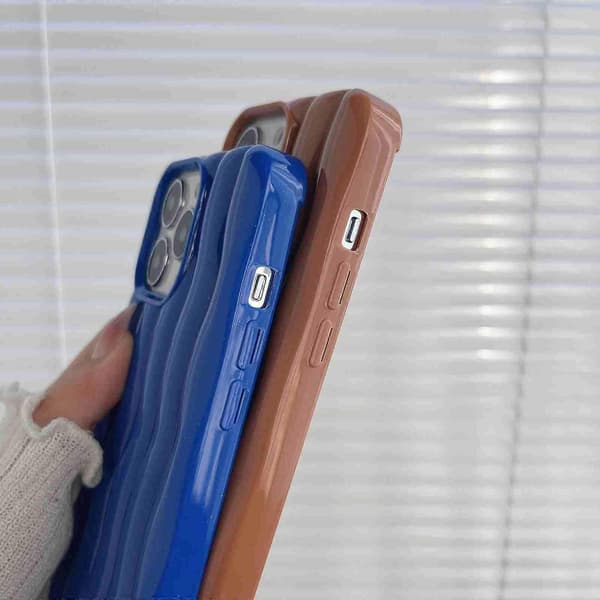För iPhone 14 Pro Max Lackering 3D Vattenvågsmönster Telefonfodral