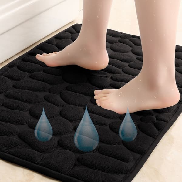 Antislip Bademåtte Badeværelsesmåtter 50x80cm Sort