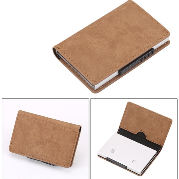 Eksklusiv Professionel RFID Beskyttelseskortholder Kaffe Brown