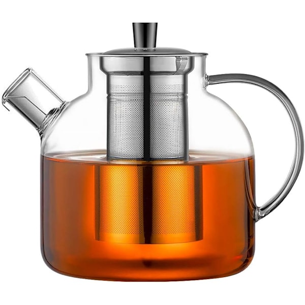 1500 ml tekande, der er sikker til komfur med si, borosilikatglas vandkande, klar tekande til løs te, varmt/iskoldt vand, juice og drikkevarer