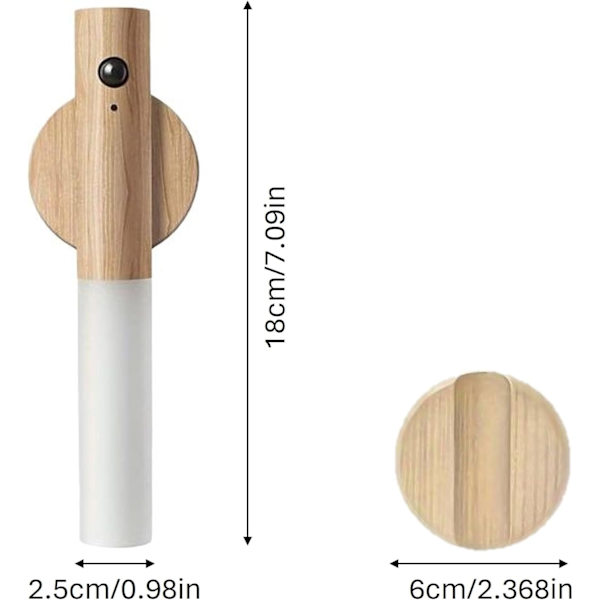 Magnetisk vägglampa med rörelsesensor och USB-laddningsbar. Väggmonterad träficklampa Varmvitt för inomhusbruk Ash