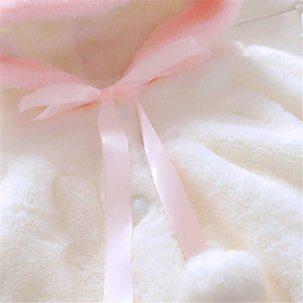 Nyfødt Spædbarn Pige Kunstpels Varm Vinter Hætte Kappe Kåbe Hoodie Frakke Jakke Tyk Varm Tøj Cardigan Ydertøj 0~36 M 6-12 Months White