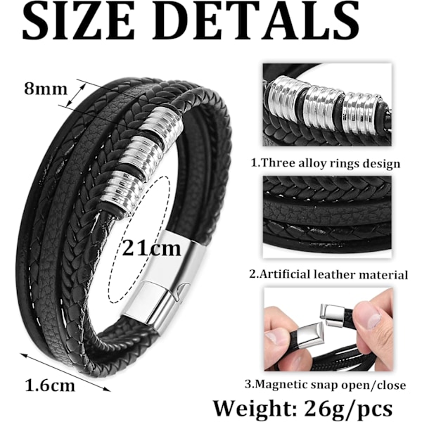 Läderarmband för män, armband för män, järnarmband för män, armband i rostfritt stål för män, vikingarmband D