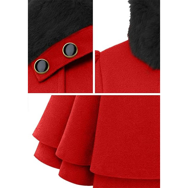 Röd ullblandning för kvinnor dubbelknäppt trenchcoat /XL red XL