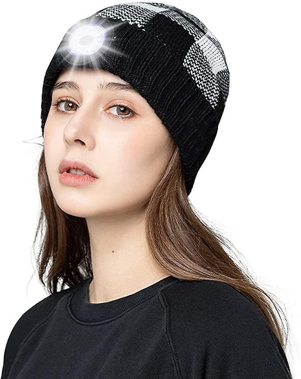 Beanie-lue med lys 5 LED