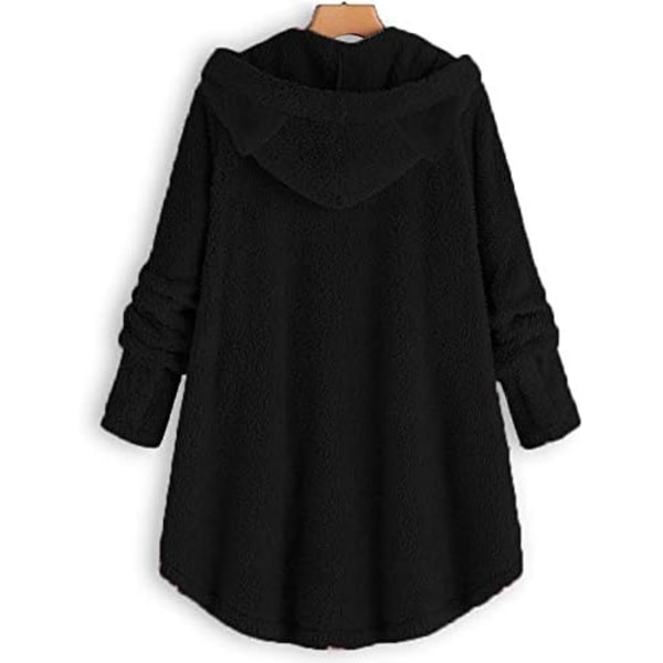 Damsvart fleece enfärgad varm klassisk tröja /L black L