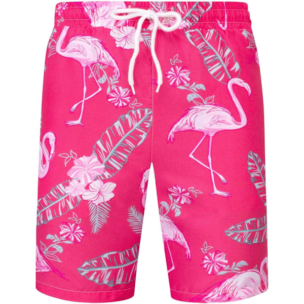 Herr Hawaiian skjorta och shorts set Regular Fit kortärmad casual funky strand flamingo skjorta set M Pink Flamingo