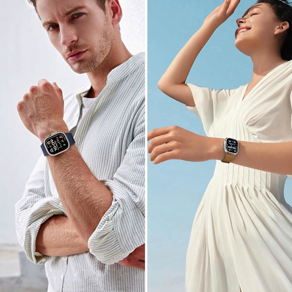 Kompatibel med Apple Watch Armband 49 46 45 44 42 41 40 38mm Dubbelsidigt Silikon Magnetiskt Armband för iWatch Ultra SE Serie 10 9 8 7 6 5 4 3 2 1 Pink sand color (38-41mm)