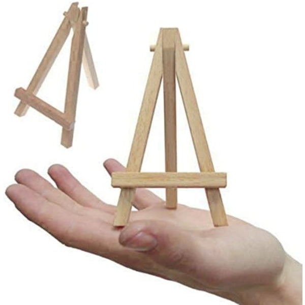 12 x Trä Mini Staffli Triangel Ram, Bröllop Bordskort Stativ Display Hållare, Barn Målning Hantverk Konstnärs Material