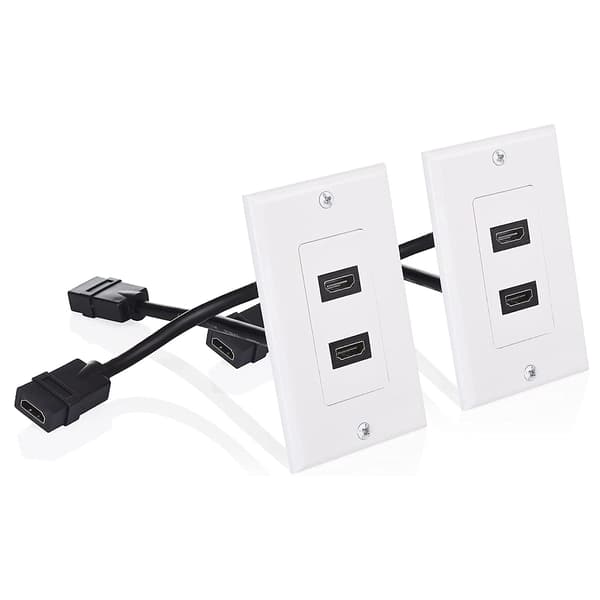 2-pak 2-port -kompatibel vægplade i hvid (4K UHD, ARC og Ethernet Pass-Thru support)