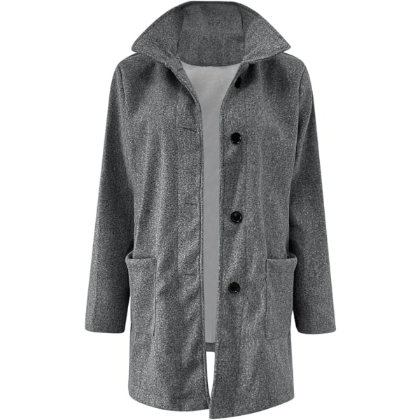 Grå dam Enfärgad casual cardigan dunjacka jacka /XXL gray XXL