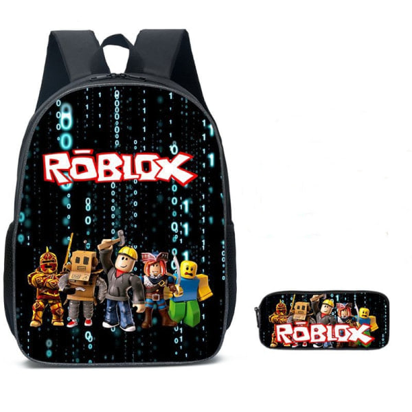 Roblox Ryggsäck Skolväska Resväska 2set - Julgåva Barn - Present - Svart-A transparent transparent