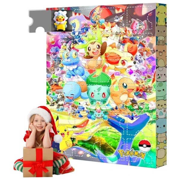 Pokemon 2024 Julekalender for Barn, (Oppgradert Versjon) 24 Gaver - Tilfeldig Stil (Blindboks), Julekalender for Barn