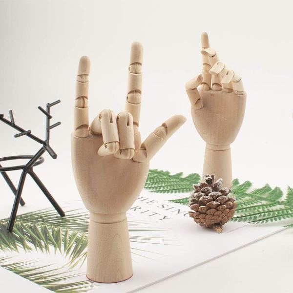 2 st trä flexibla vänster och höger handmodeller