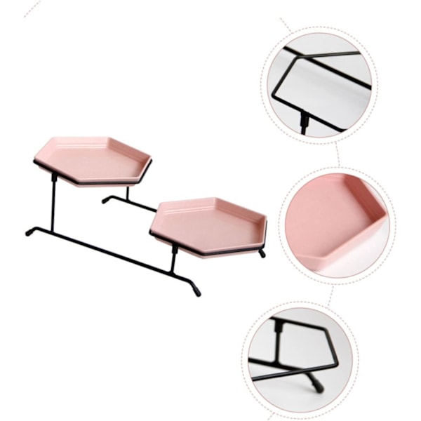 1 sæt Dobbeltlags Kageform kagefad dessertstand cupcake tårn serveringsdisplaybakke Kageopbevaringsstativ desserttallerken