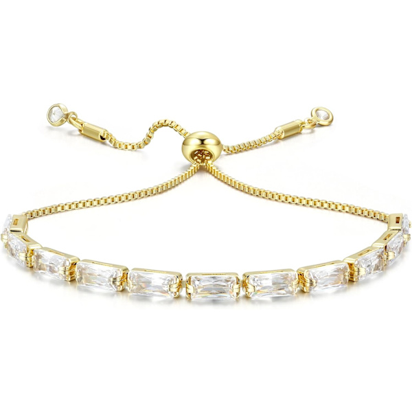 Damsilverarmband, justerbart damsilverarmband tennisarmband silverguld flerfärgad zirkonkristallgåva Blanco-oro