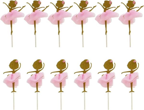 12 stk Ballerina, Kake Topper Bryllup Bursdagsfest