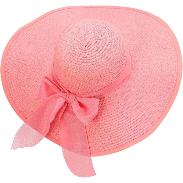 Kvinners solbeskyttende bredbremmet stråhatt sammenleggbar floppy hatt sommer UV-beskyttelse strandhatt C1 f rosa C1 f rosa C1 f pink