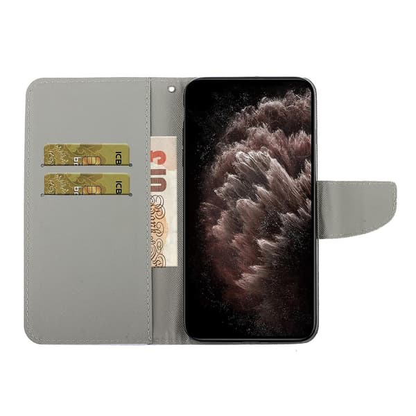 Læderetui med malet mønster til iPhone 12 mini