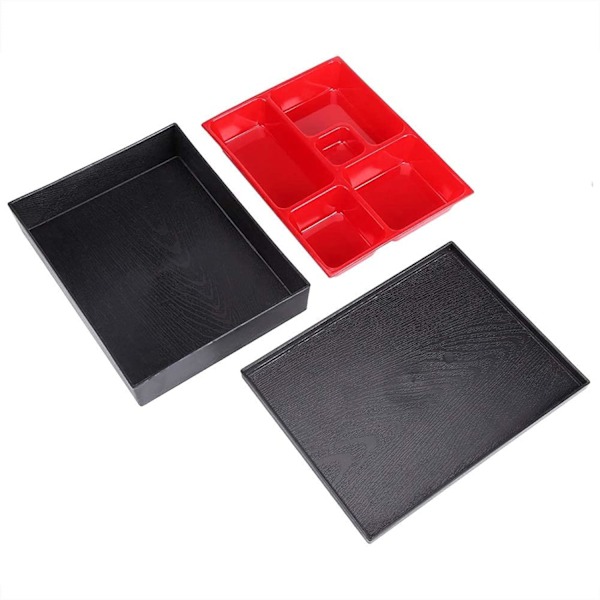 Lunchlåda, Bentolåda, Snacklåda, Bento Lunchlåda, Fem fack, 27×21×6 cm, Tillverkad av ABS-material av livsmedelskvalitet