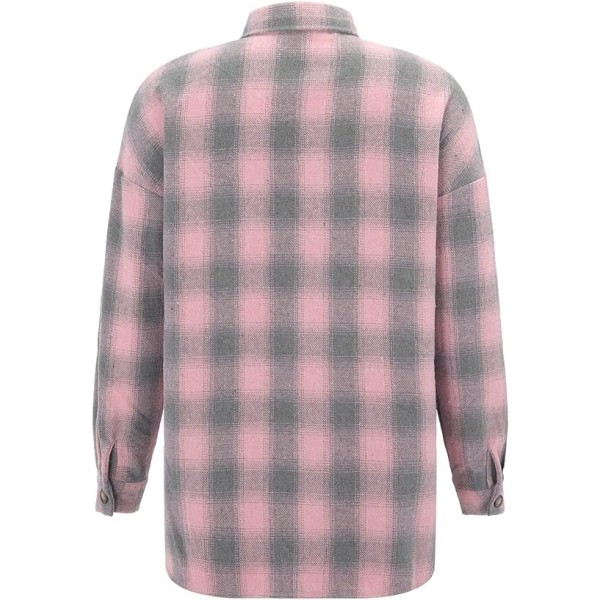 Pink kvinders afslappet plaid efterår/vinter frakke /XL pink XL