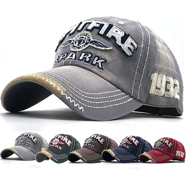 Kulunut baseball-lippis miehille Vintage Trucker Hat Men Cotton Embroidered Snapback Casual Baseball Cap Unisex Grey One Size