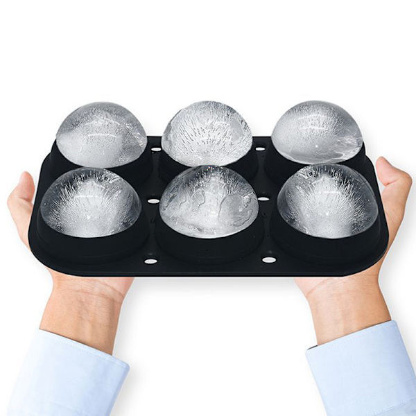 Isform til store runde isterninger på 6,5 cm, dobbelt lækagesikkert design med trykring