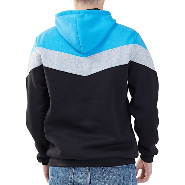 Herre Nyhed Farveblok Hoodies Hyggelig Sport Outwear Black/Grey/Blue XL