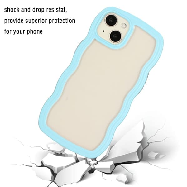 iPhone 15 Cover Bølget Hybrid Gennemsigtig/Blå
