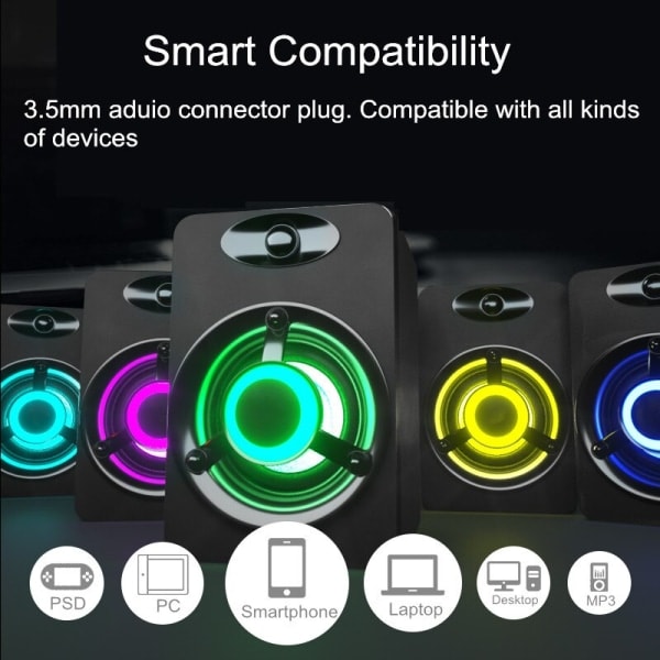 USB-kablede computerhøjttalere, LED stereo subwoofer PC