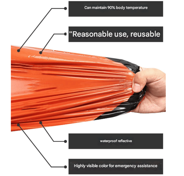 Nødsøvnpose med fløjte, ultralet vandtæt varm tæppe til camping, vandreture orange 2pc