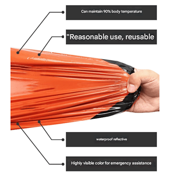 Nødsøvnpose med fløjte, ultralet vandtæt varm tæppe til camping, vandreture orange 4pc