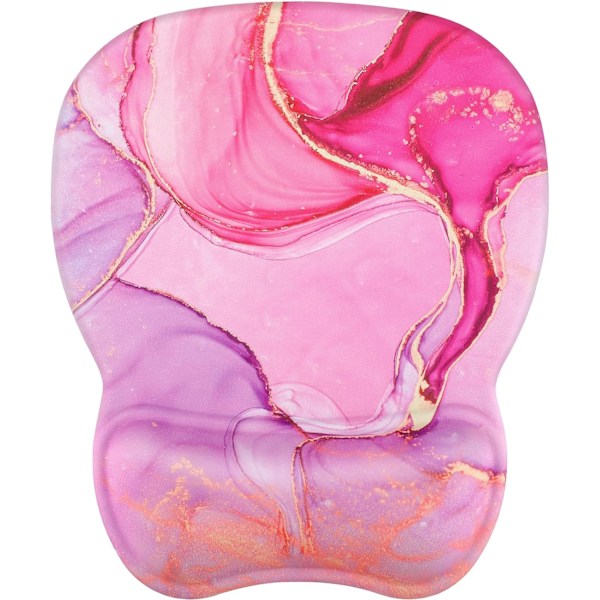 Ergonomisk musmatta med handledsstöd i minnesskum, bekväm datormusmatta för bärbar dator, smärtlindrande handledsstöd Pink Marble