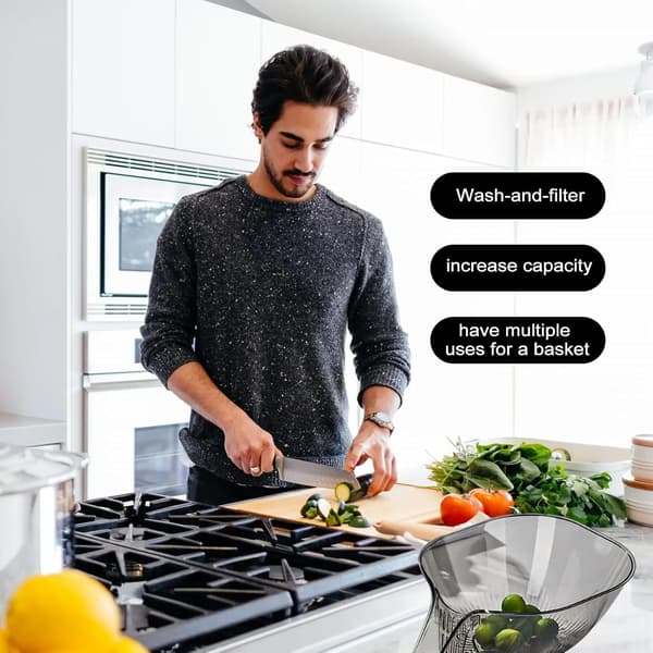 Multifunktionell dräneringskorg, stor kapacitet för frukt- och grönsakstvättkorg, 2-pack
