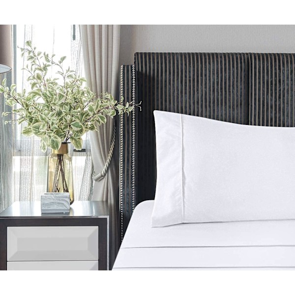 Sengesett 4 deler 150x200 - Børstet mikrofiberpolyester - Tilpasset laken, flatt laken og 2 putevar White