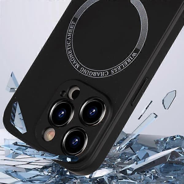 Magnetiskt telefonfodral för iPhone 14 Pro PU-läderbelagd TPU baksida