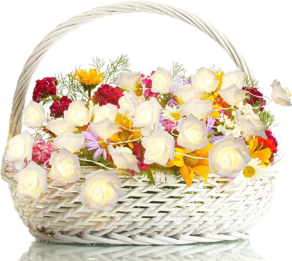 3M 30 LED Rose Fairy Light, Batteridrevet, Varm Hvit