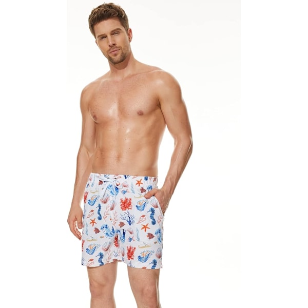 Badebukser for menn, hurtigtørkende badebukser, strandshorts for menn, sommer, fritid, badebukser, badetøy med nettingfôr og glidelåslommer