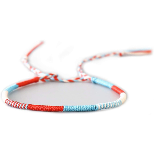Vaxad tråd armband | Man Kvinna | Vänarmband | Handgjord | för män och kvinnor Azul y Rojo