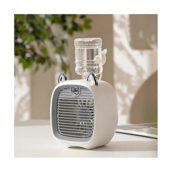 Vand Luft Konditioneringsventilator, Mini Ventilator, USB Ventilator, Bord Turbo Spray Luftfugter Køler Grå & Hvid