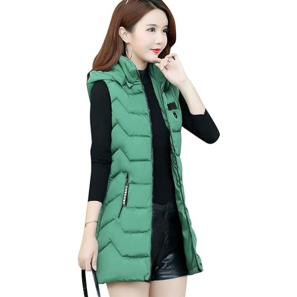 Grön dam vinter varm enfärgad jacka med knäppning /XL green XL