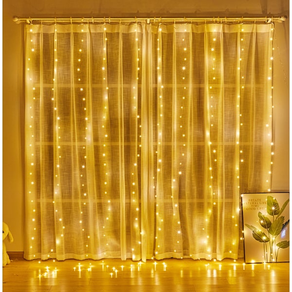 Jule USB Girlande Festoon LED Lys Julelys Kæde Ornamenter Ferie Bryllup Dekoration Lys Gardin Varm Hvid 3x1M, 100 Lys 3M*1M/100 lights