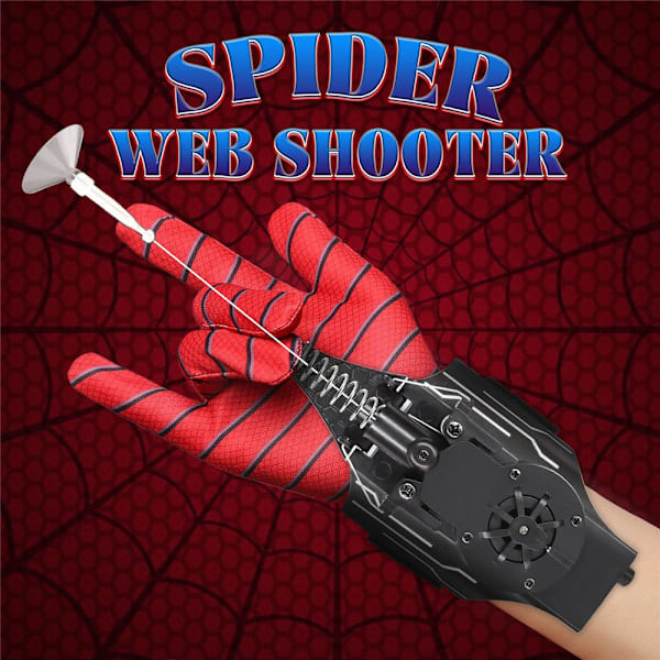 Spindelvävsskjutare som faktiskt skjuter riktigt rep Launcher Handledsleksak Rollspel Blå