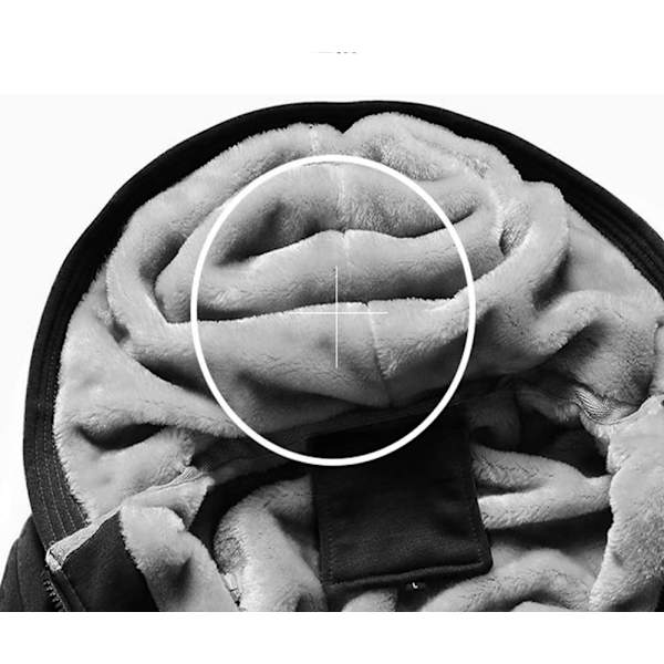 Mænds Trøje med Hætte, Varm Fleeceforet Sweaterjakke, Vinter Gym Fleece Hoodie, Fuldt Lynlås, Varm Tyk Frakke grey L