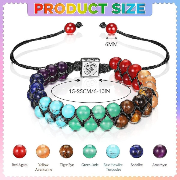 Chakra Armbånd Krystal Ædelsten Armbånd Til Yoga Perler Reiki Ædelsten Flettet Armbånd
