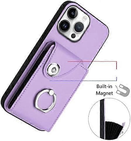 Kompatibelt med iPhone 16 Pro Max Plånboksfodral med Korthållare Design 360° Rotationsring Stativ Snäppknapp Stöttåligt Skyddsfodral för iPhone 16 Pro