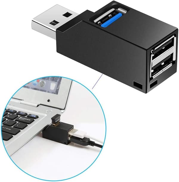 Mini bærbar USB 3.0 splitter, 3-ports USB-hub, utvidelseshub