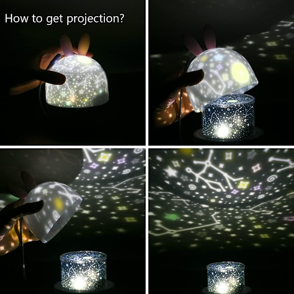 Stjärnhimmel Projektor, Babyprojektor, Musiklampa med 360° Roterande Fjärrkontroll