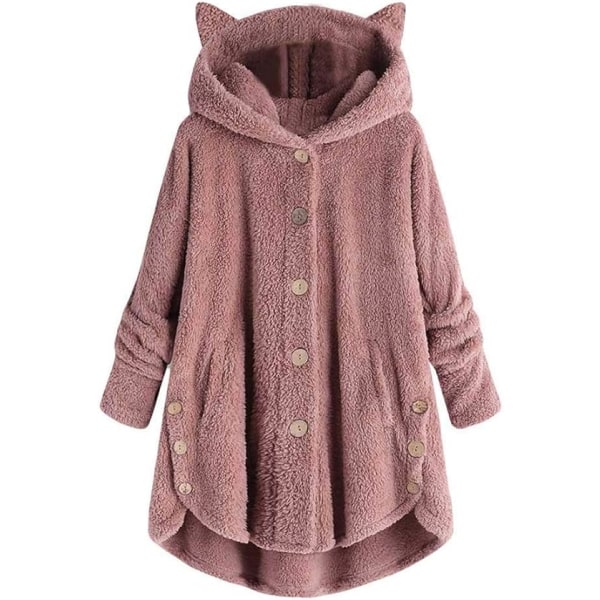 Dam Rosa fleece enfärgad varm klassisk tröja /L pink L