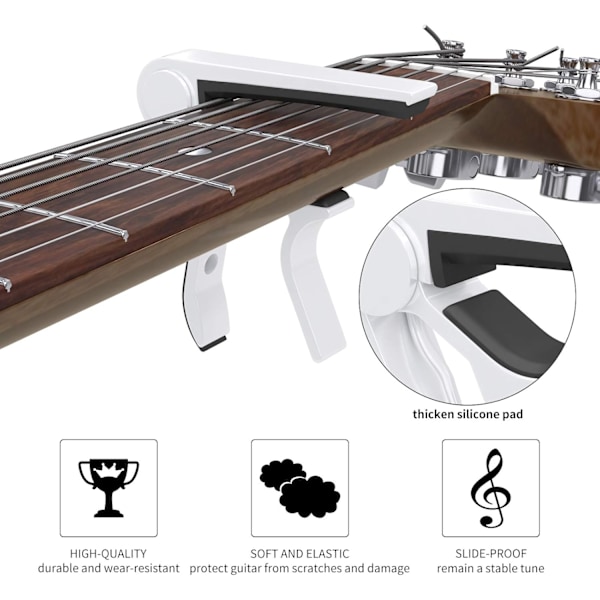 Gitarr Capo Snabbt Byte Capo för 6-Strängad Akustisk Gitarr Elgitarr Klassisk Gitarr Ukulele Capo (Vit) White